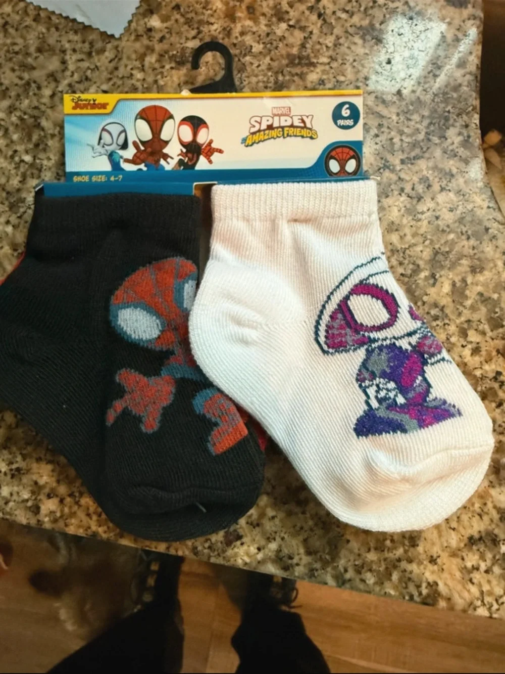 Spidey and Friends Kids Socks - Black & White. Shoe Size 4-7